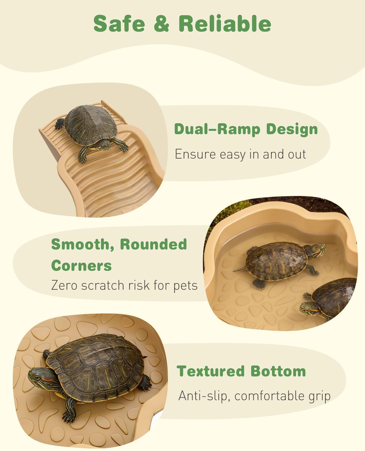 PawPlayHub 2 in 1 Reptile Bath Bowl with Ramp, Tortoise Water & Food Dish