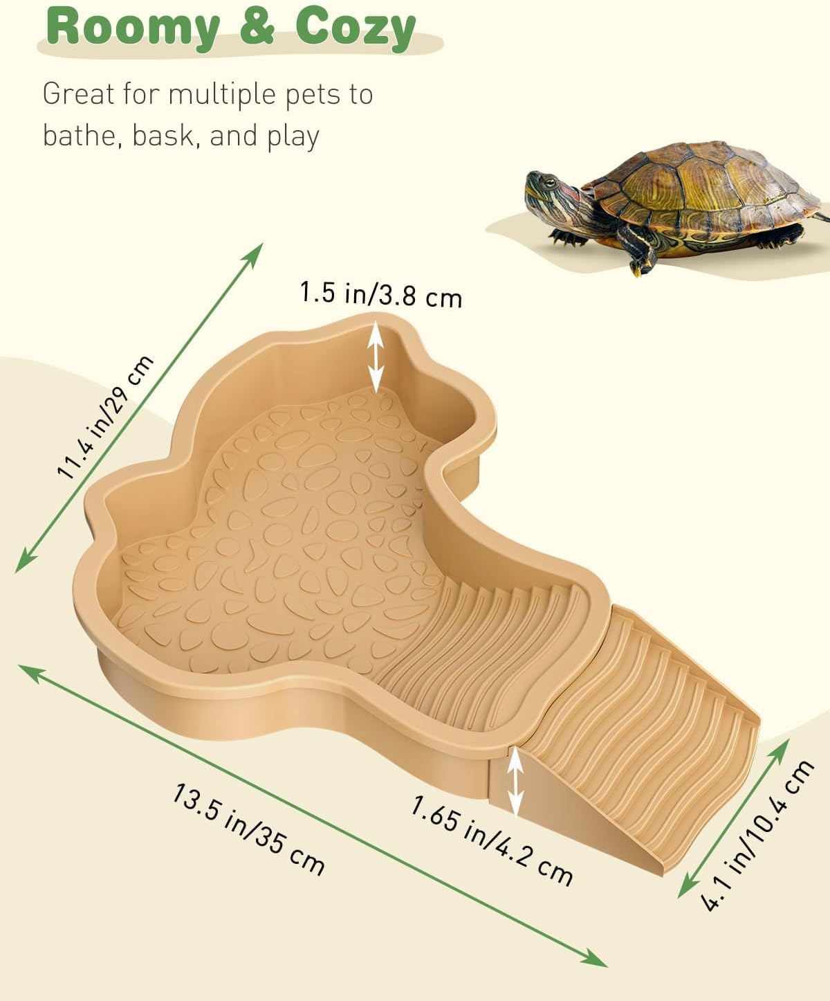 PawPlayHub 2 in 1 Reptile Bath Bowl with Ramp, Tortoise Water & Food Dish
