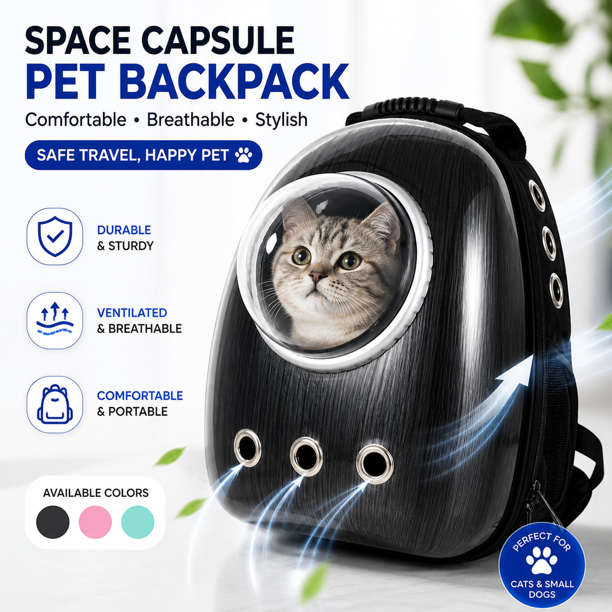 Space Capsule Pet Backpack – Breathable Transparent Cat & Dog Carrier for Travel