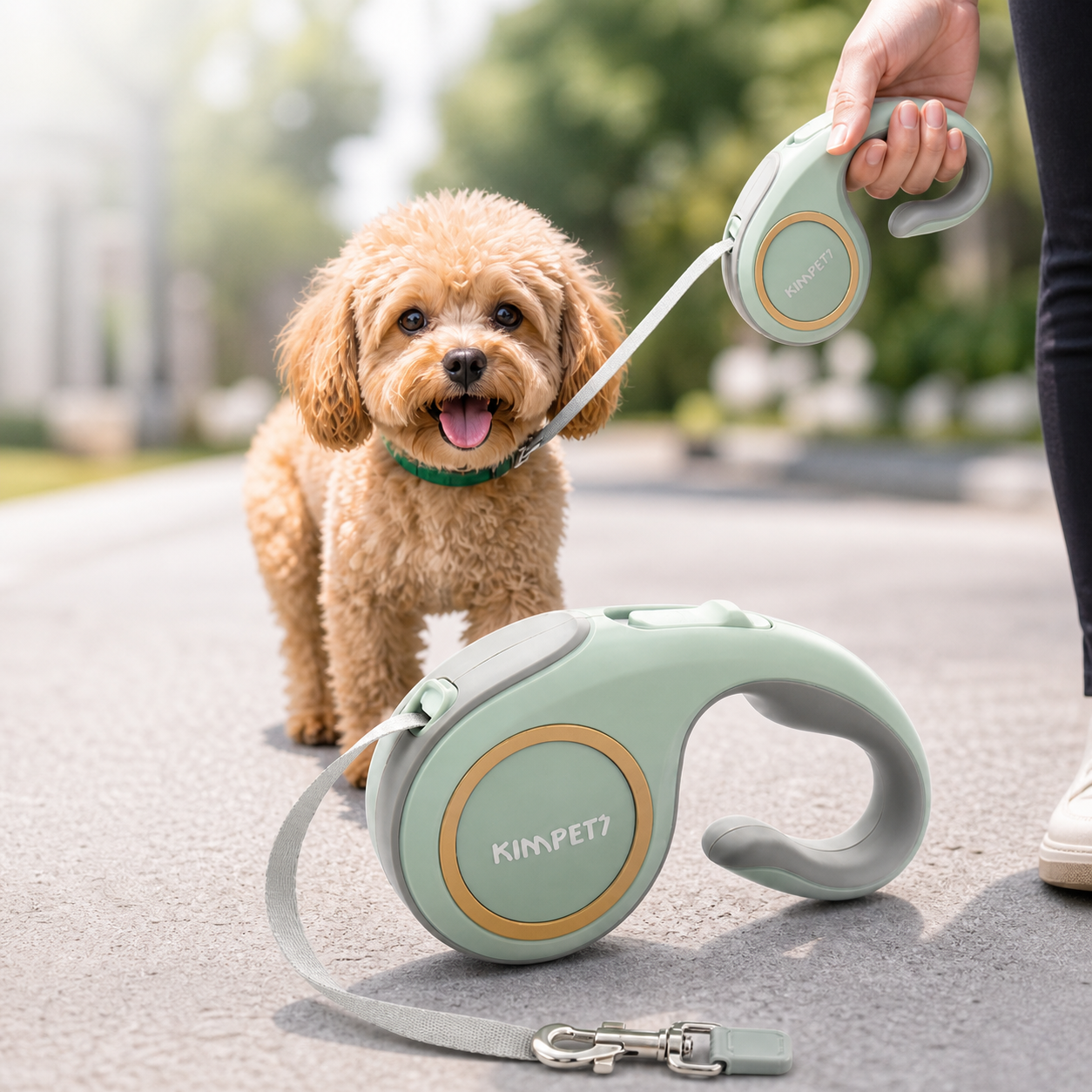 Retractable dog leash with ergonomic handle, automatic traction rope for outdoor walks with small and medium dogs