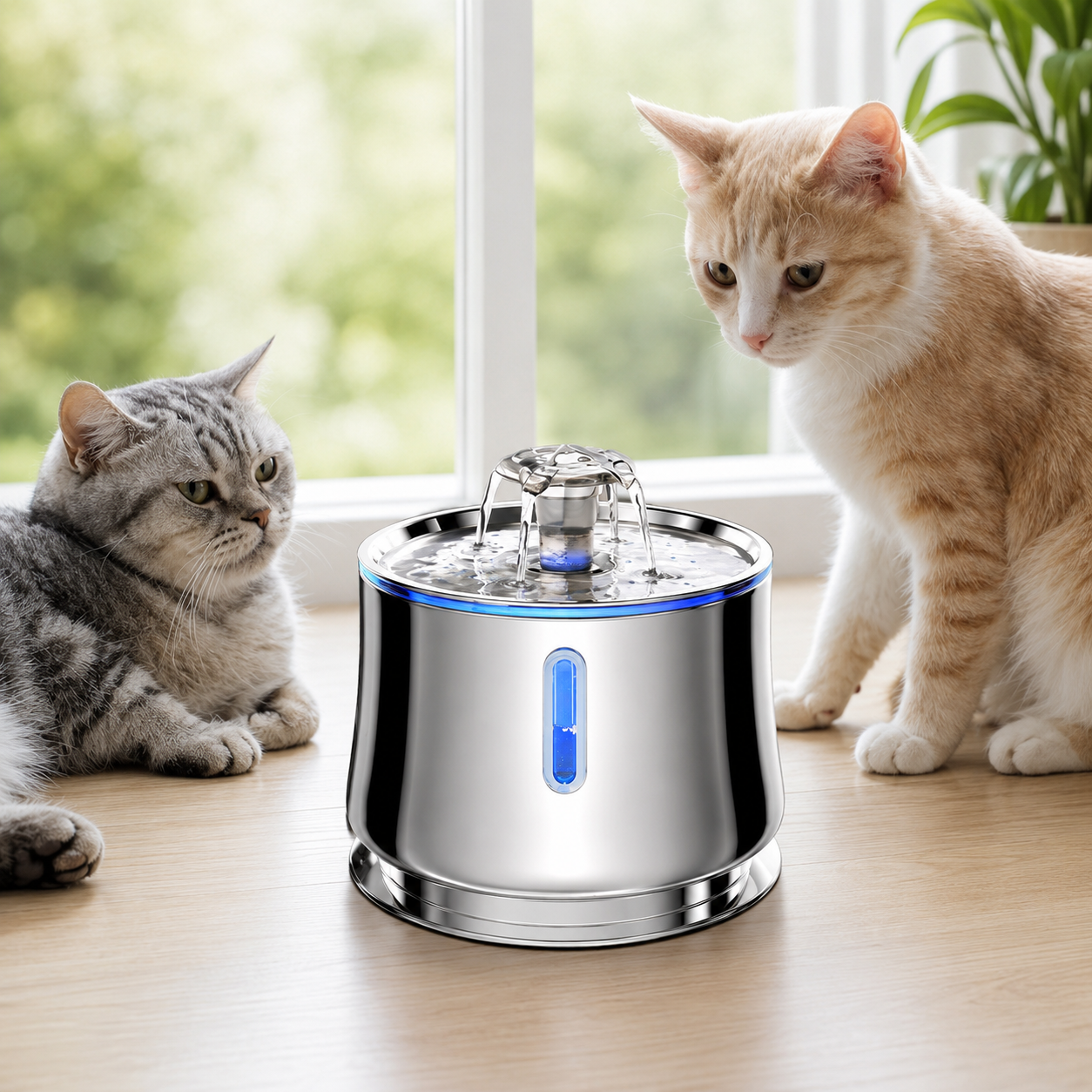 New Smart Silent Pet Water Fountain Stainless Steel Cat Dog Automatic Drinking Dispenser with Circulating Flow