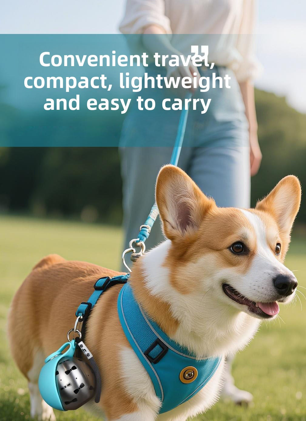 Foldable 304 Stainless Steel Dog Water Bottle Portable Pet Travel Drinking Cup