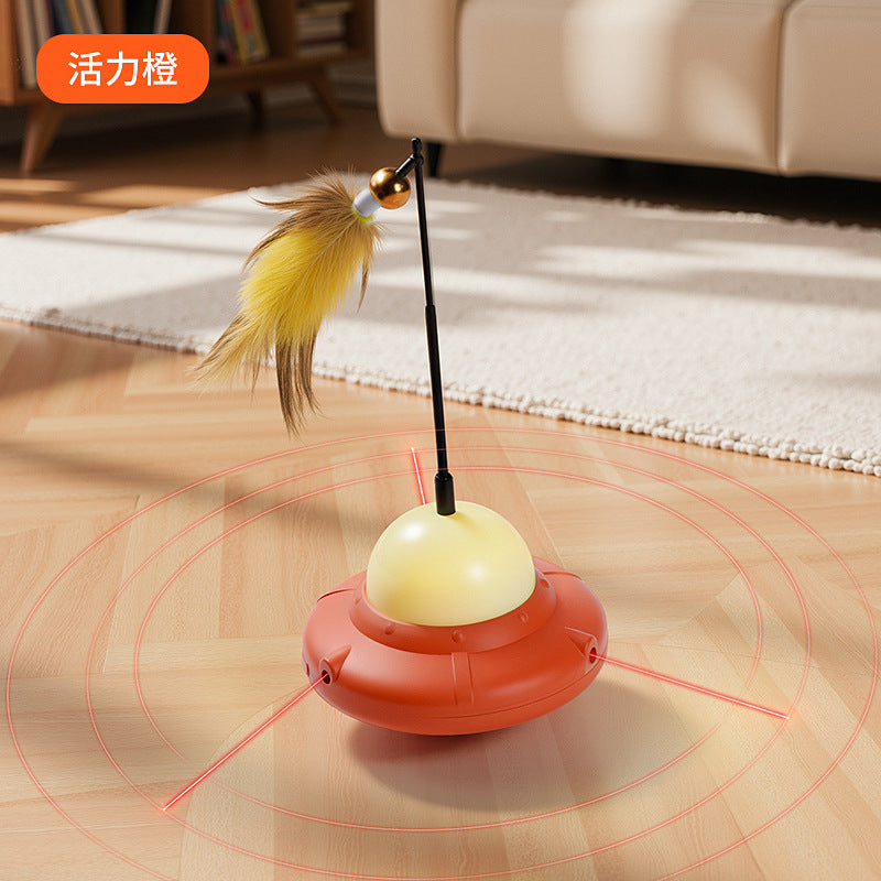 Automatic 3-in-1 Cat Laser Toy | Interactive Feather Teaser with LED Light, Hands-Free Entertainment for Indoor Cats