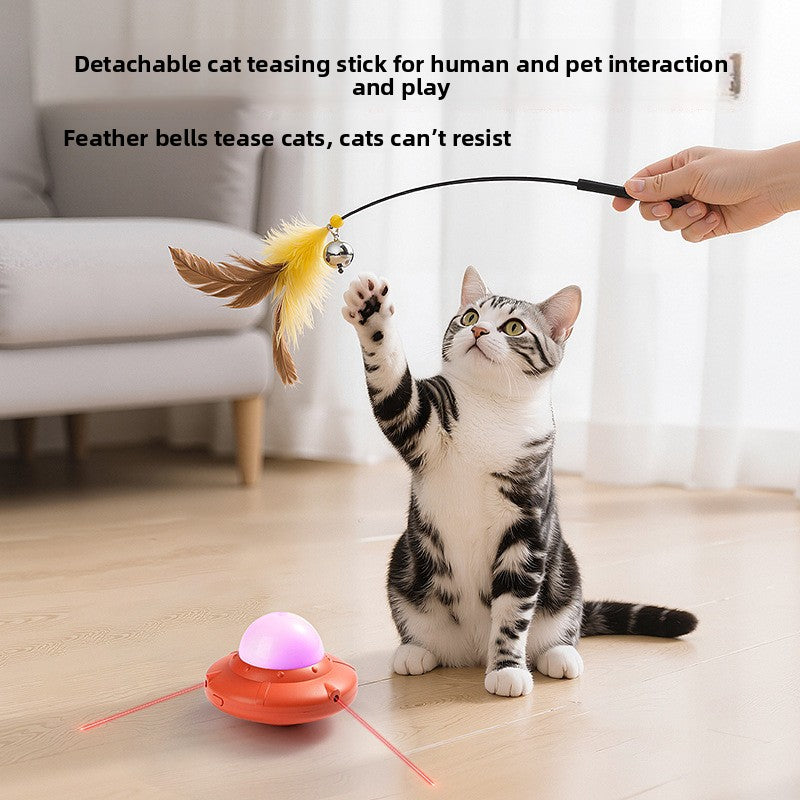 Automatic 3-in-1 Cat Laser Toy | Interactive Feather Teaser with LED Light, Hands-Free Entertainment for Indoor Cats