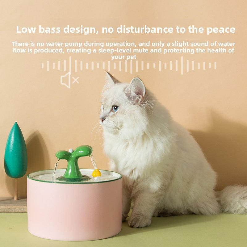 Little Sapling Cat Water Fountain – Ultra Quiet Ceramic Pet Drinking Fountain for Cats