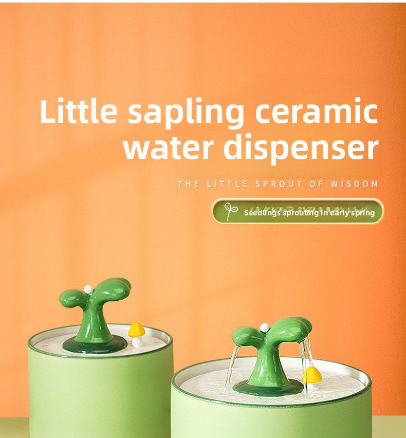 Little Sapling Cat Water Fountain – Ultra Quiet Ceramic Pet Drinking Fountain for Cats