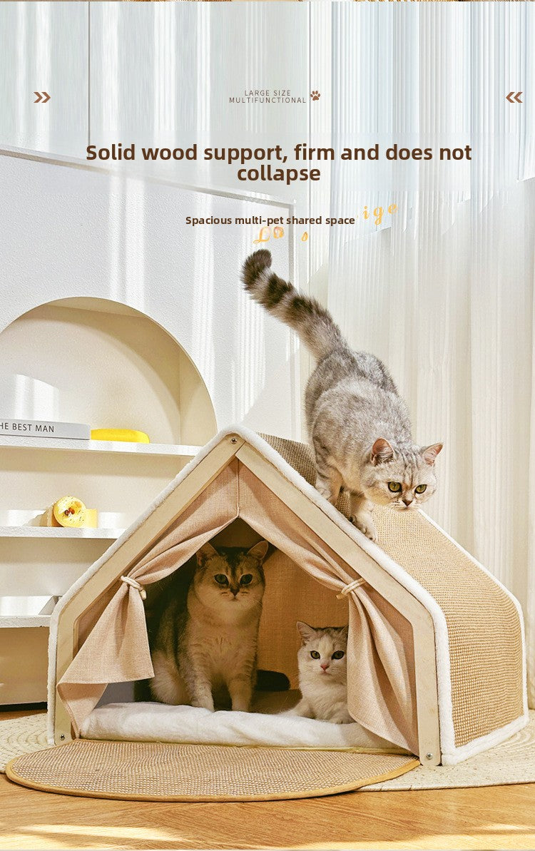 Cat Scratcher Tent House – No More Damaged Furniture! Foldable & Comfortable Bed