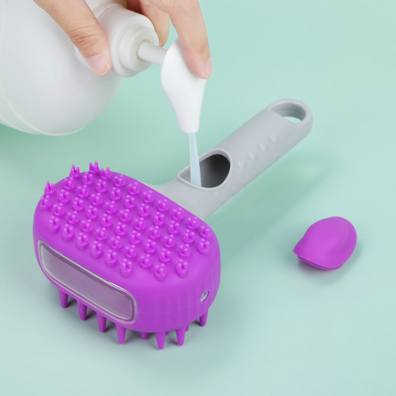 2-in-1 Pet Bath Brush with Shampoo Dispenser – Soft Silicone Dog & Cat Grooming Massage Brush