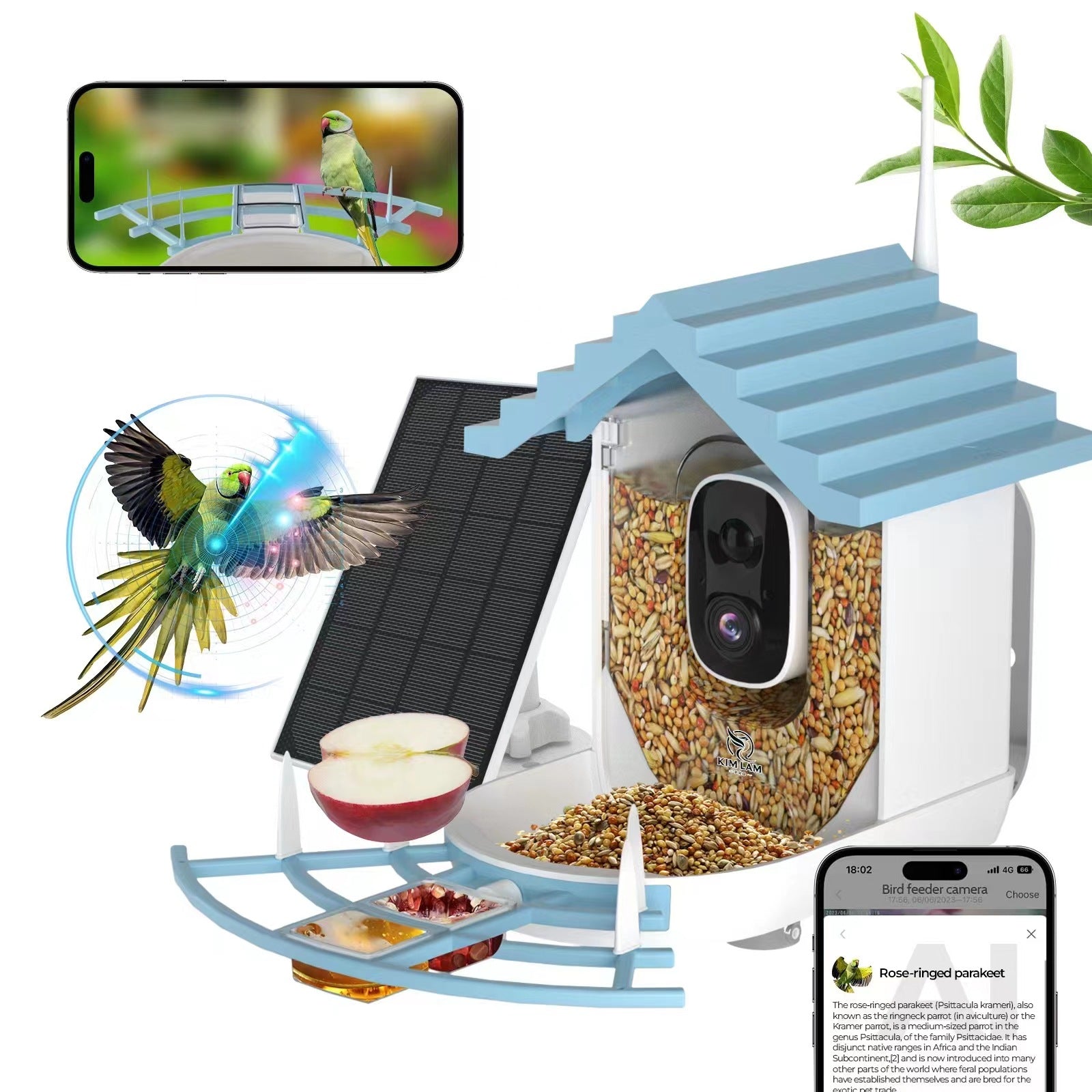 PawPlayHub Solar Smart Bird Feeder Camera AI Bird Recognition Waterproof Outdoor Feeder