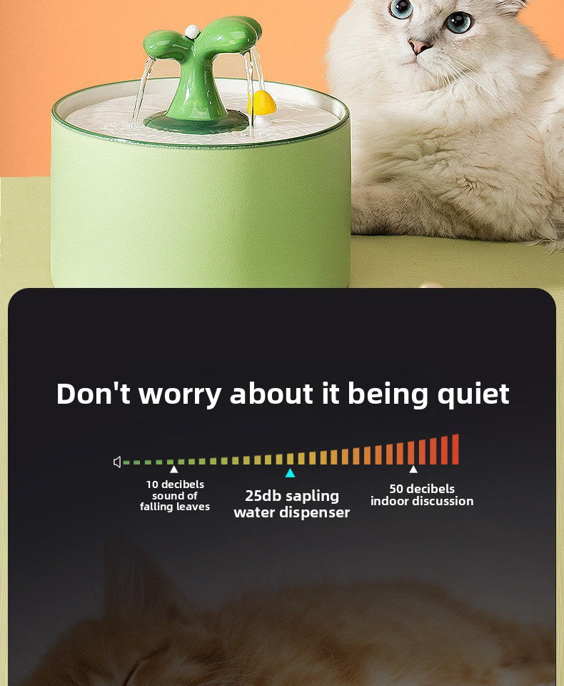 Little Sapling Cat Water Fountain – Ultra Quiet Ceramic Pet Drinking Fountain for Cats
