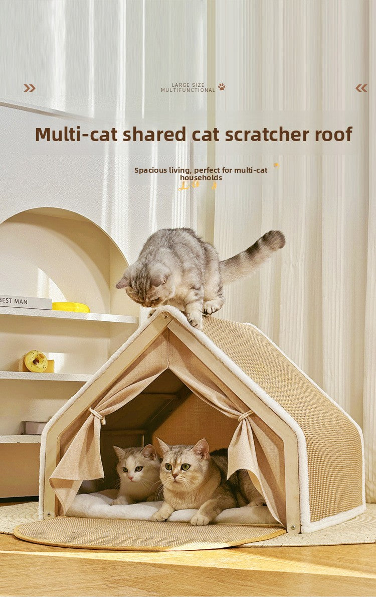 Cat Scratcher Tent House – No More Damaged Furniture! Foldable & Comfortable Bed