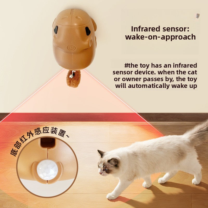 Automatic Lifting Interactive Cat Toy - Motion-Activated Plush Ball with Infrared Sensor, Hands-Free Play for Indoor Cats