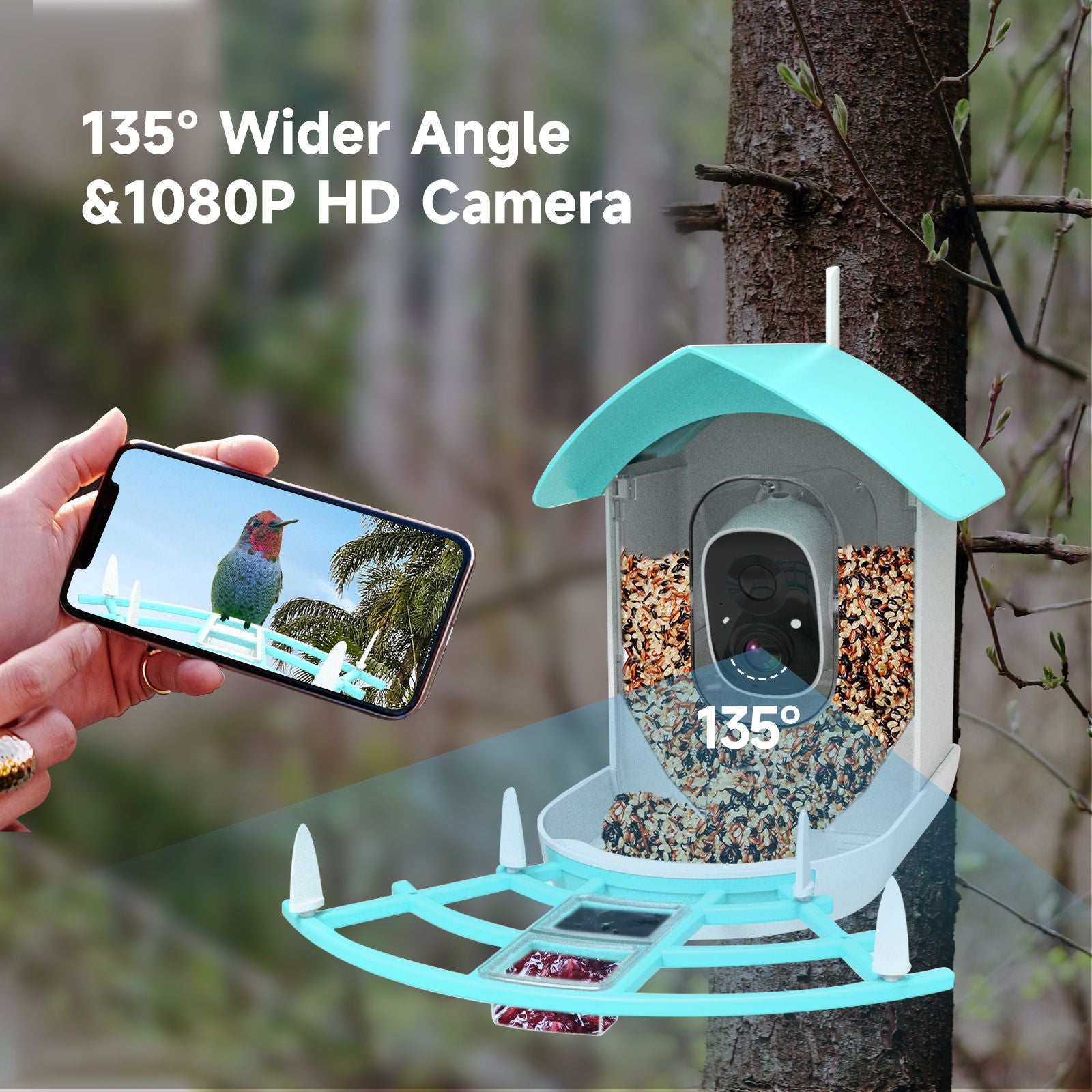 PawPlayHub Solar Smart Bird Feeder Camera AI Bird Recognition Waterproof Outdoor Feeder