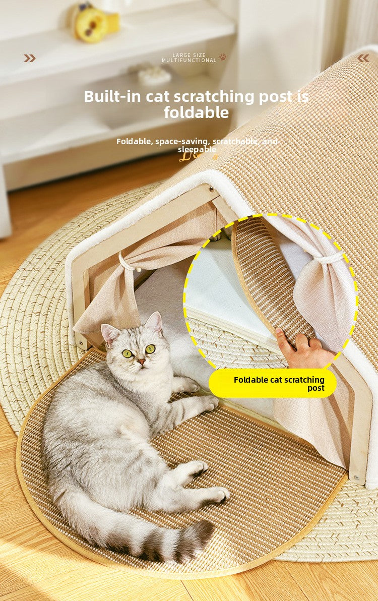Cat Scratcher Tent House – No More Damaged Furniture! Foldable & Comfortable Bed