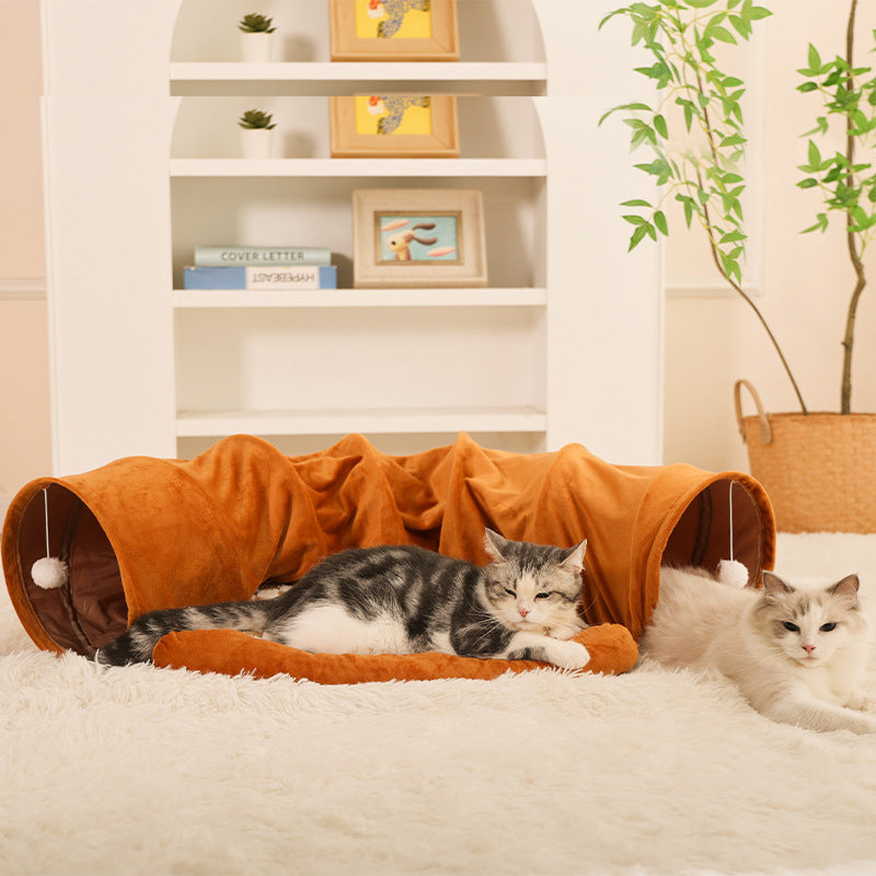 Cat Tunnel Bed for Indoor Cats – 3-in-1 Interactive Toy That Keeps Cats Busy for Hours