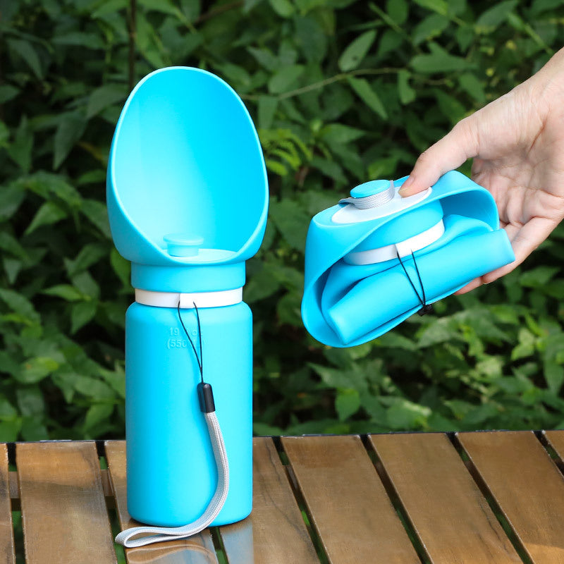 Foldable Silicone Dog Water Bottle - Leak-Proof Portable Pet Travel Water Dispenser for Outdoor Walks