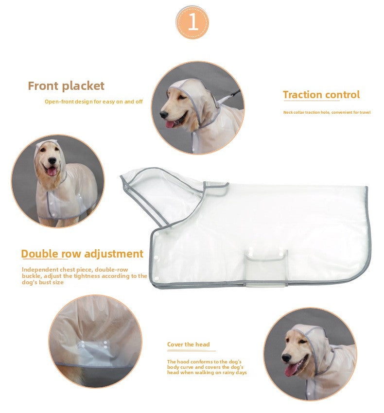 Waterproof Dog Raincoat with Hood & Leash Hole - Keep Your Dog Dry on Rainy Walks