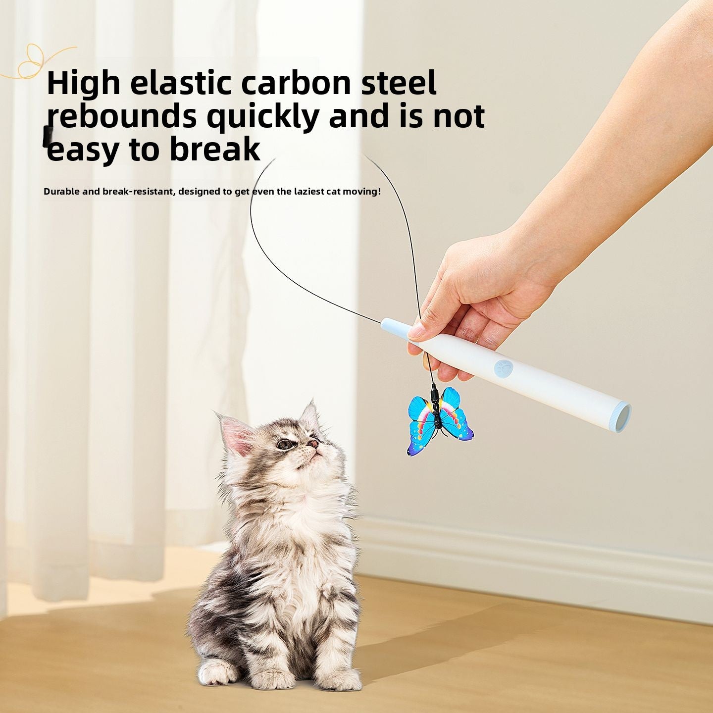 Automatic Butterfly Teaser Cat Toy - Hands-Free Interactive Wand for Indoor Cats