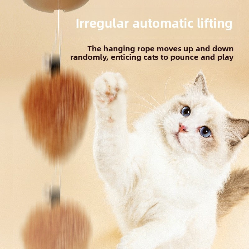 Automatic Lifting Interactive Cat Toy - Motion-Activated Plush Ball with Infrared Sensor, Hands-Free Play for Indoor Cats