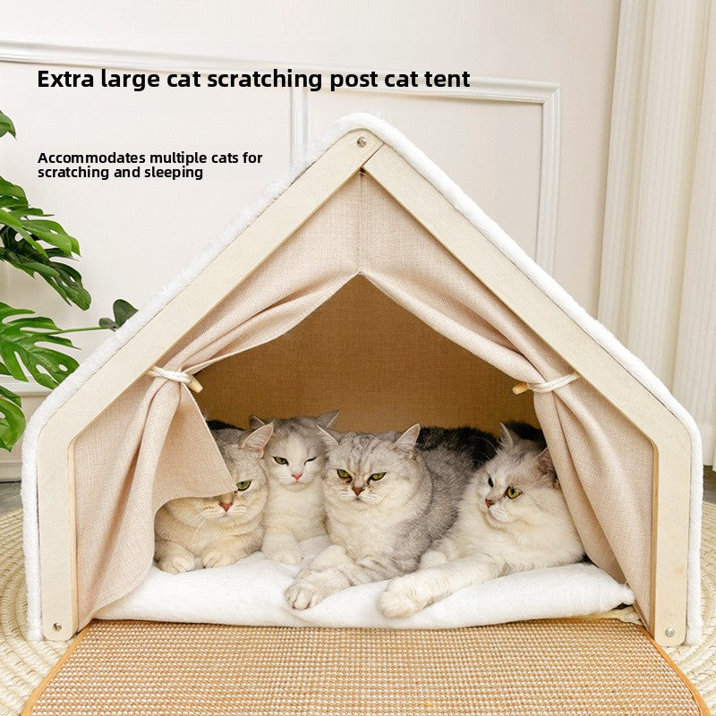 Cat Scratcher Tent House – No More Damaged Furniture! Foldable & Comfortable Bed