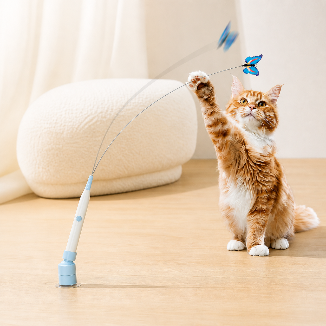 Automatic butterfly teaser cat toy, hands-free interactive play to keep indoor cats active and entertained