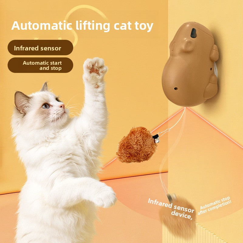 automatic lifting cat toy with infrared sensor, auto start and stop for interactive play