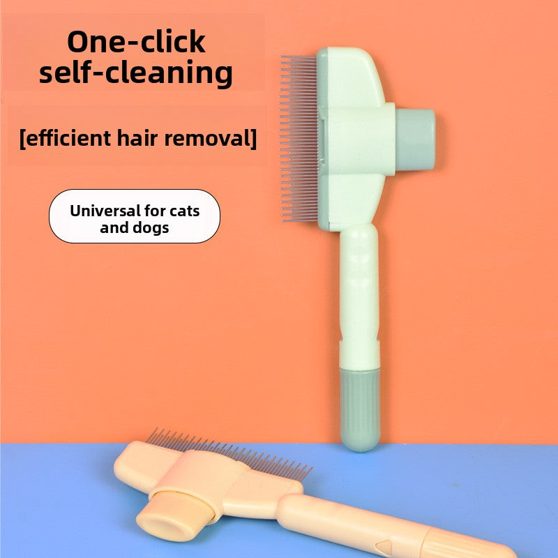 One-click self-cleaning pet grooming brush, efficient hair removal comb for cats and dogs