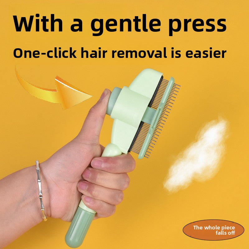 One-Click Self-Cleaning Pet Grooming Brush - Efficient Hair Removal Comb for Cats & Dogs