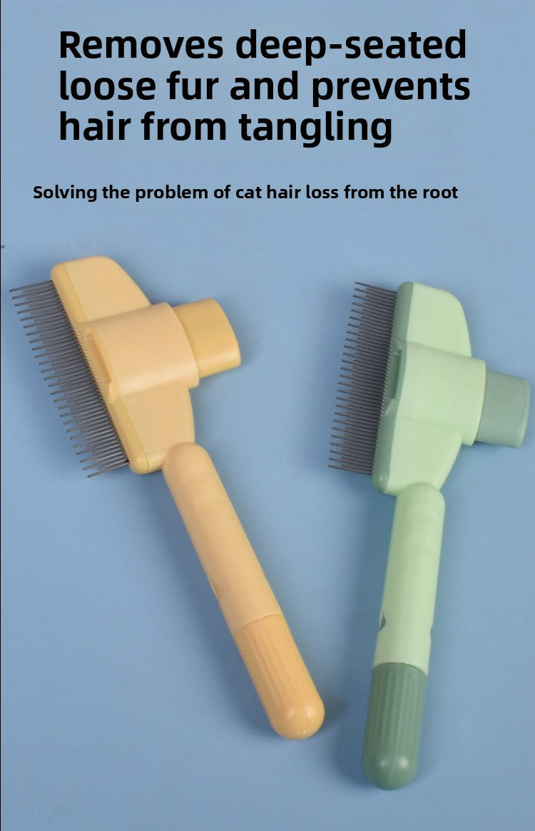 One-Click Self-Cleaning Pet Grooming Brush - Efficient Hair Removal Comb for Cats & Dogs