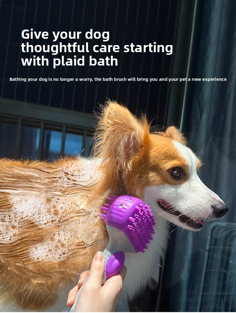 2-in-1 Pet Bath Brush with Shampoo Dispenser – Soft Silicone Dog & Cat Grooming Massage Brush