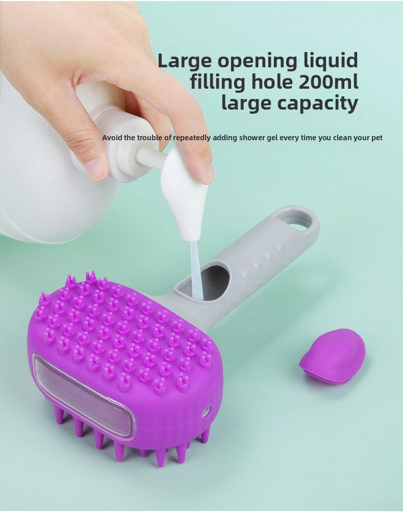 2-in-1 Pet Bath Brush with Shampoo Dispenser – Soft Silicone Dog & Cat Grooming Massage Brush