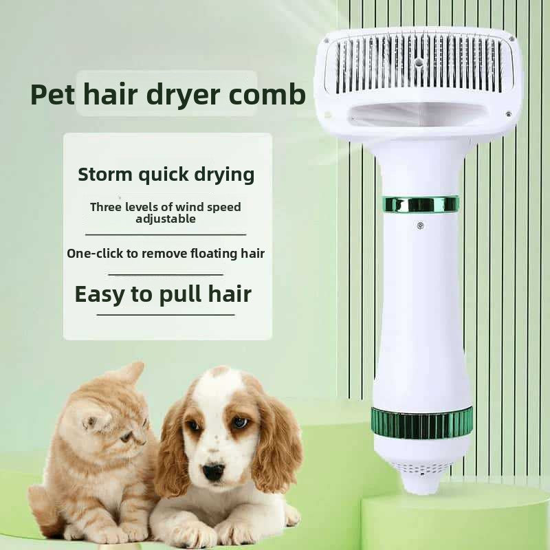 2-in-1 Pet Hair Dryer & Grooming Comb – Fast Drying Low Noise Dog & Cat Blow Dryer Brush