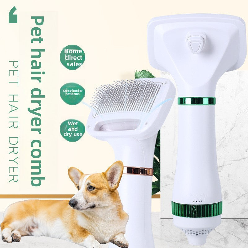 2-in-1 Pet Hair Dryer & Grooming Comb – Fast Drying Low Noise Dog & Cat Blow Dryer Brush