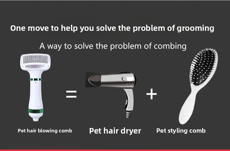 2-in-1 Pet Hair Dryer & Grooming Comb – Fast Drying Low Noise Dog & Cat Blow Dryer Brush