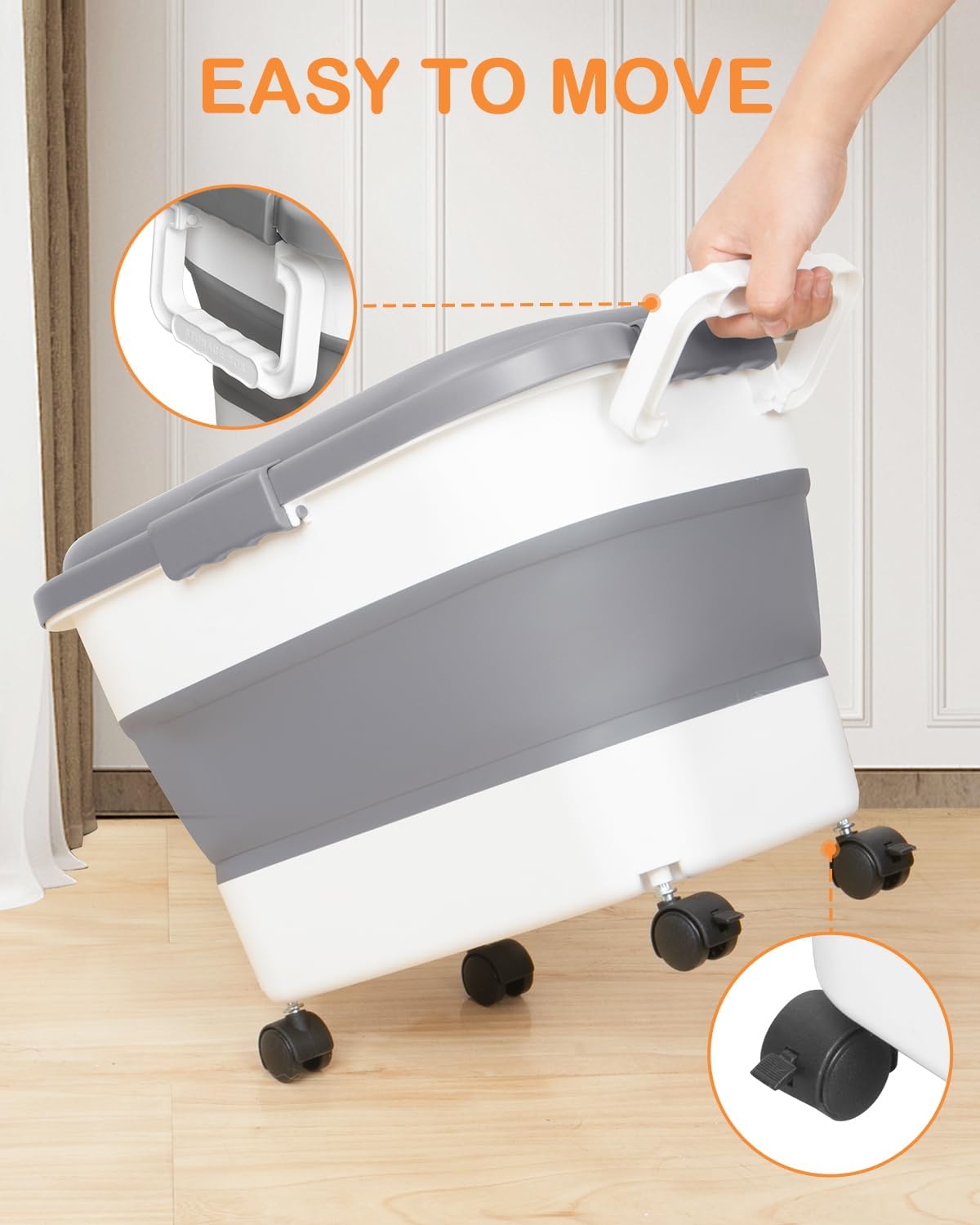 Catfeeders 23-25 Lbs Airtight Dog Food Storage Container,Collapsible Dog Food Container with Lid,Wheels,Handle,Large Pet food storage Container with Scoop,Small Food Container for Pet