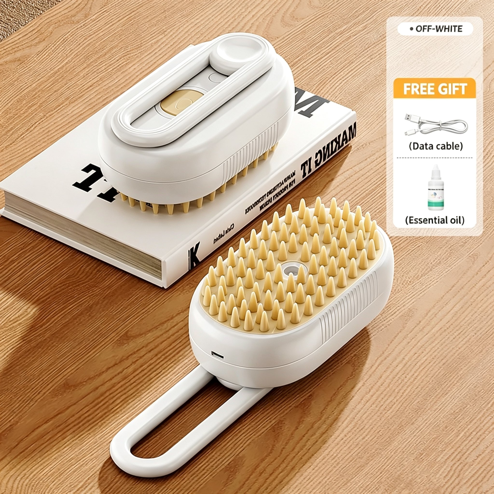 Steam Spray Pet Grooming Brush – 3-in-1 Self Cleaning Cat & Dog Deshedding Comb with Massage & Mist Function for Removing Loose Fur, Tangles & Shedding Hair