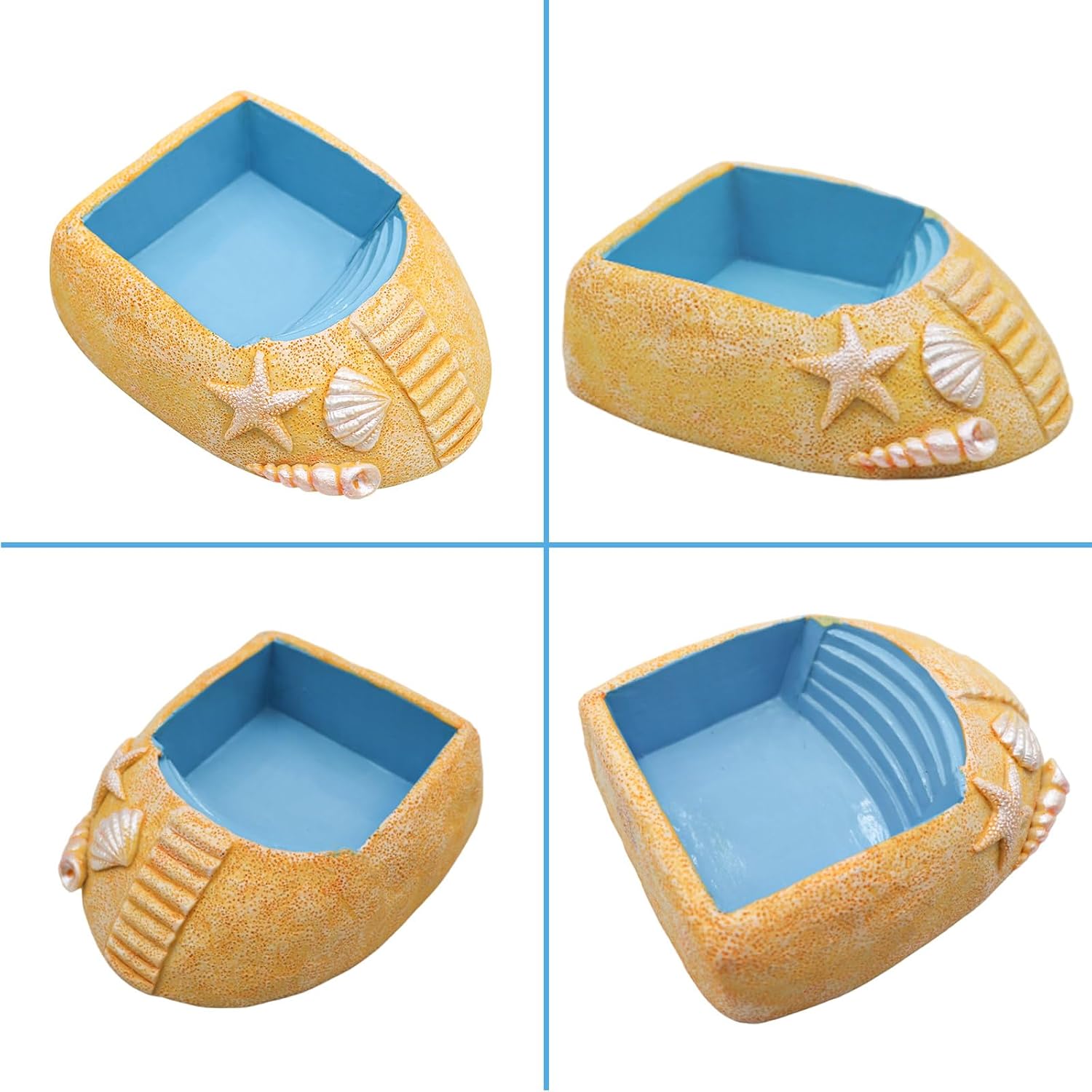 Hermit Crab Water Pool with Climbing Ramp – Resin Bathing Dish Bowl Aquarium Tank Habitat Decor for Hermit Crab Turtle Lizard Small Reptile Terrarium Accessories