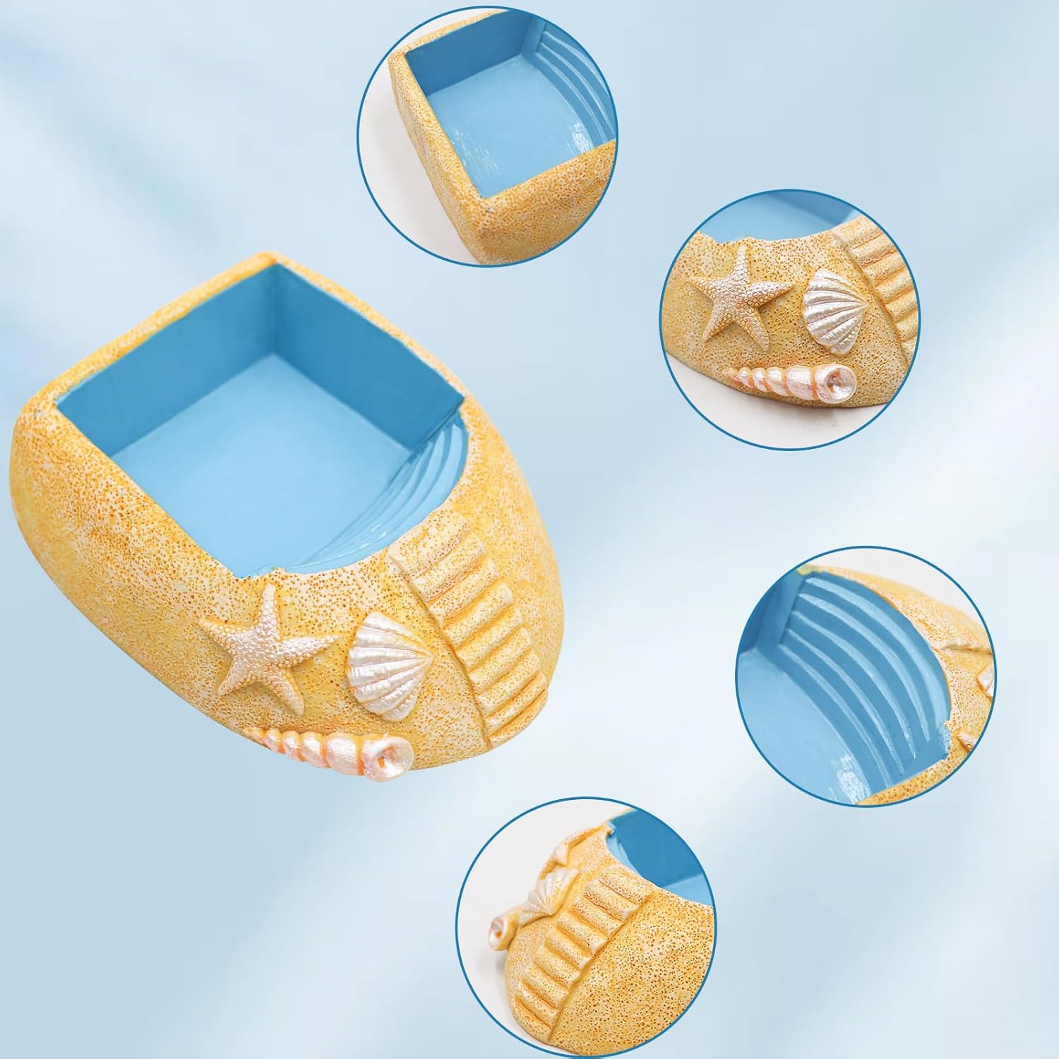 Hermit Crab Water Pool with Climbing Ramp – Resin Bathing Dish Bowl Aquarium Tank Habitat Decor for Hermit Crab Turtle Lizard Small Reptile Terrarium Accessories