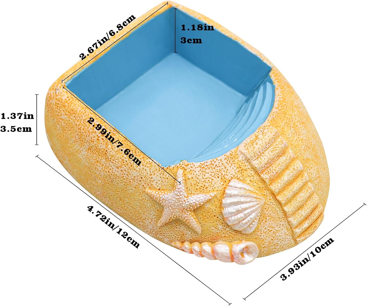 Hermit Crab Water Pool with Climbing Ramp – Resin Bathing Dish Bowl Aquarium Tank Habitat Decor for Hermit Crab Turtle Lizard Small Reptile Terrarium Accessories