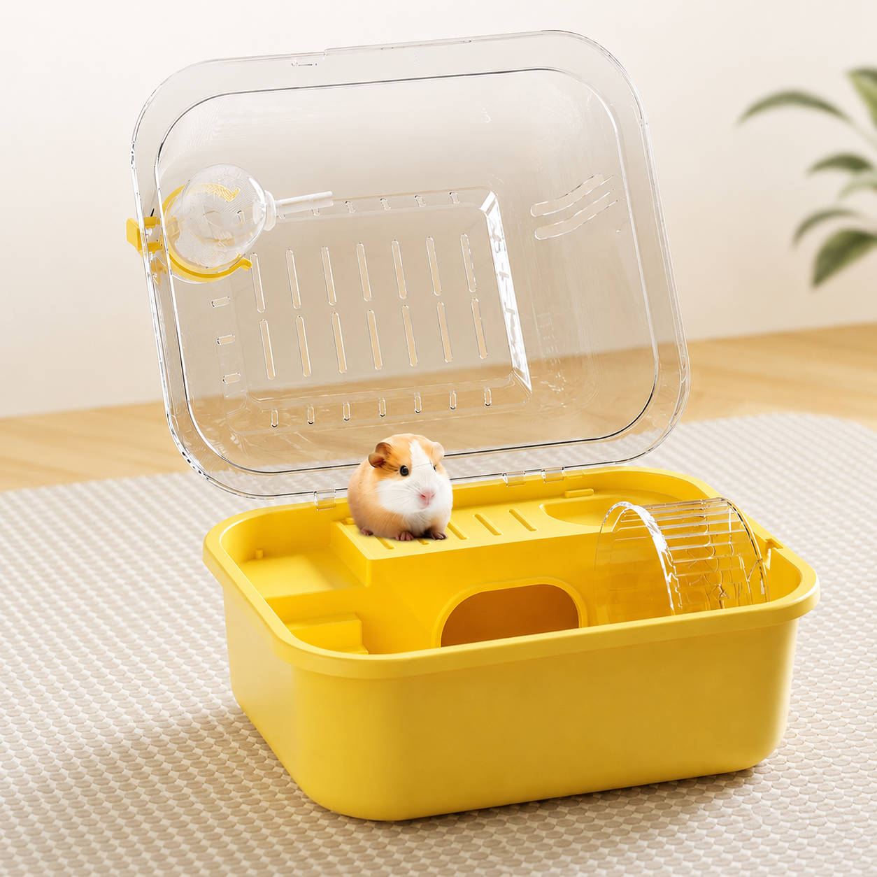 Pawplayhub Transparent Hamster Cage with Removable Lid — Large Clear Small Animal Habitat