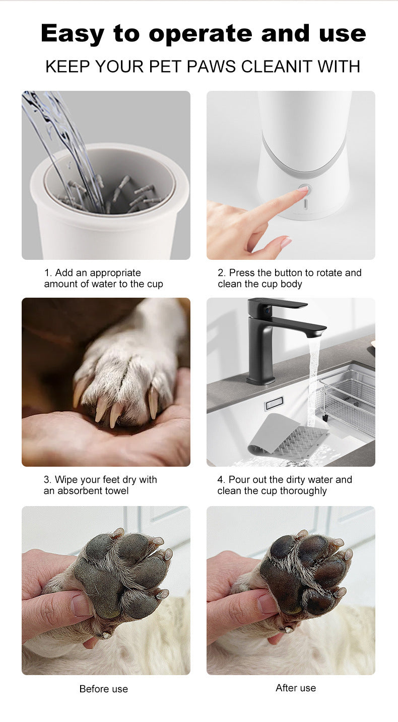 Electric Pet Paw Cleaner Cup – USB Rechargeable Dog Paw Washer with Soft Silicone Bristles