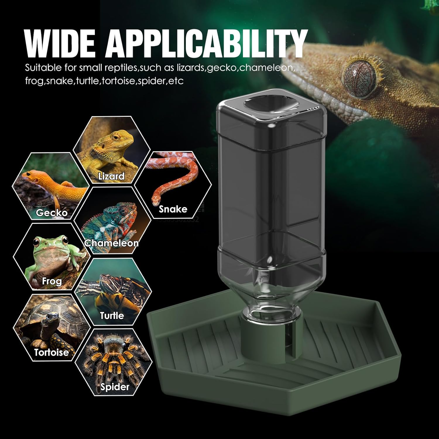 Reptile water dispenser for all small pets, universal reptile water bowl, multi-pet terrarium waterer