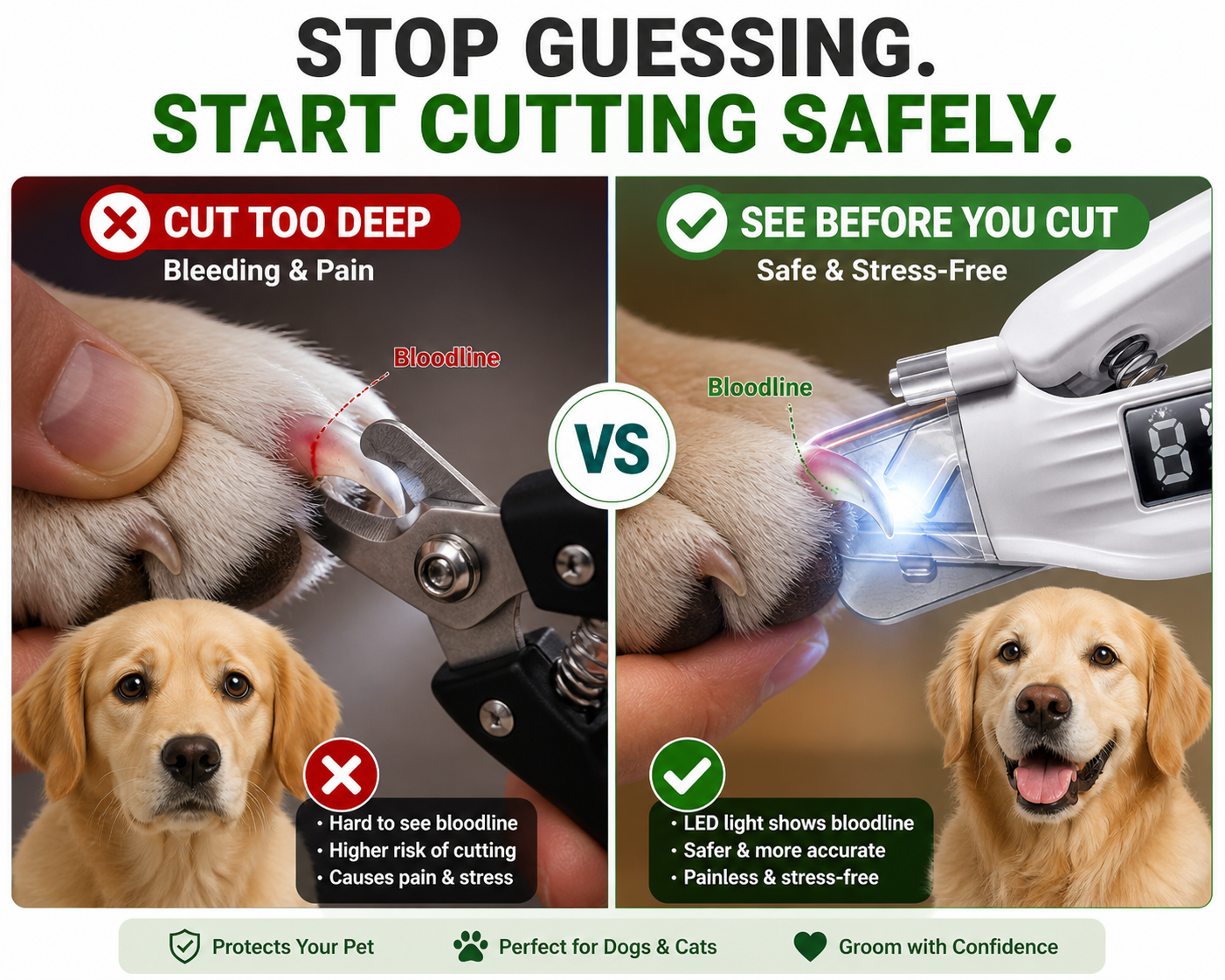 LED Pet Nail Clipper – Safe Dog & Cat Nail Trimmer with Light for Precision Cutting