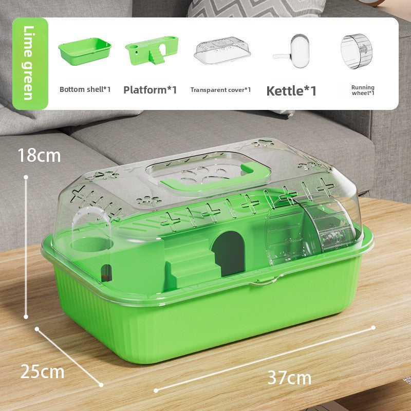 Pawplayhub Transparent Hamster Cage with Removable Lid — Large Clear Small Animal Habitat