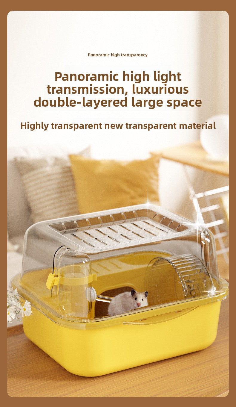 Pawplayhub Transparent Hamster Cage with Removable Lid — Large Clear Small Animal Habitat