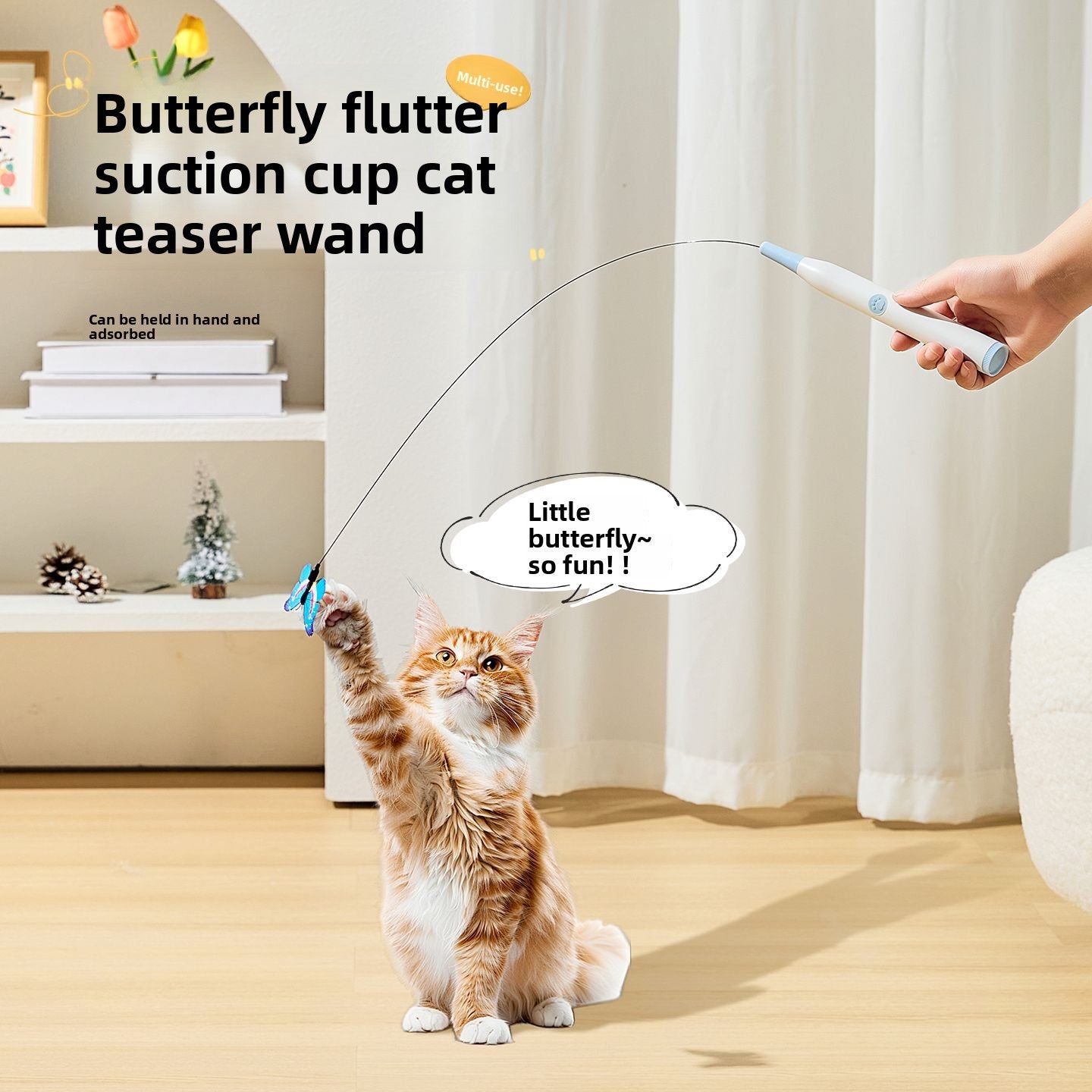 Automatic Butterfly Teaser Cat Toy - Hands-Free Interactive Wand for Indoor Cats