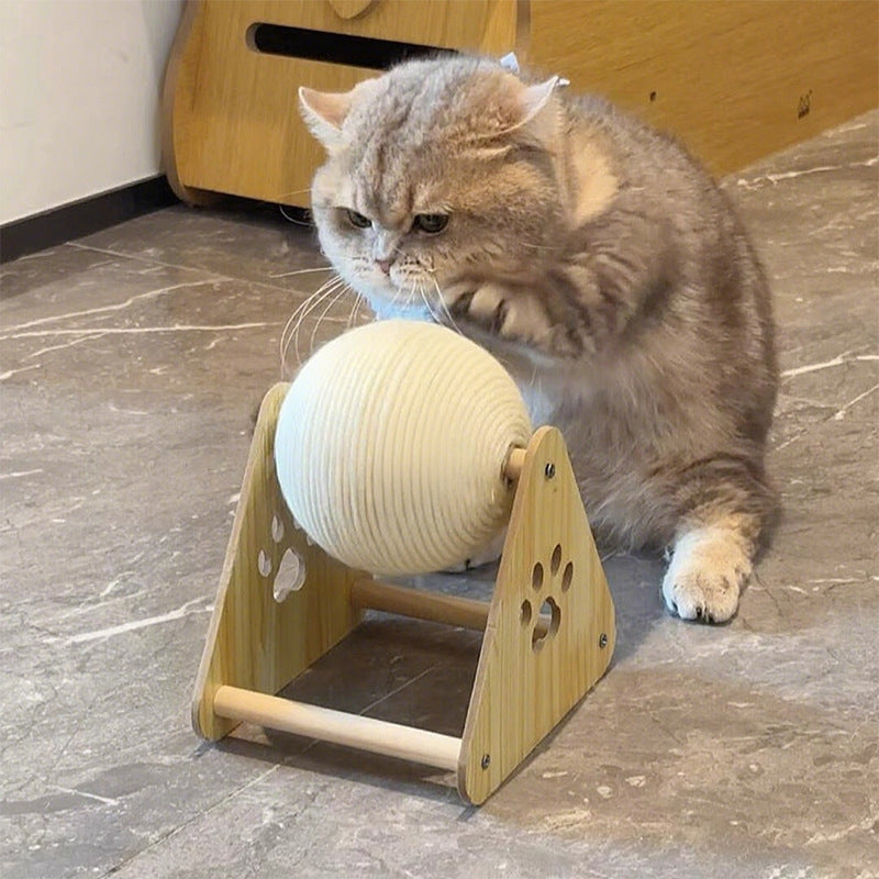 All in One Cat Toy Sisal Ball Scratching Post and Climbing Tower 3D Interactive Play Center for Feline Fun