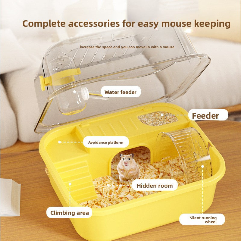 Pawplayhub Transparent Hamster Cage with Removable Lid — Large Clear Small Animal Habitat