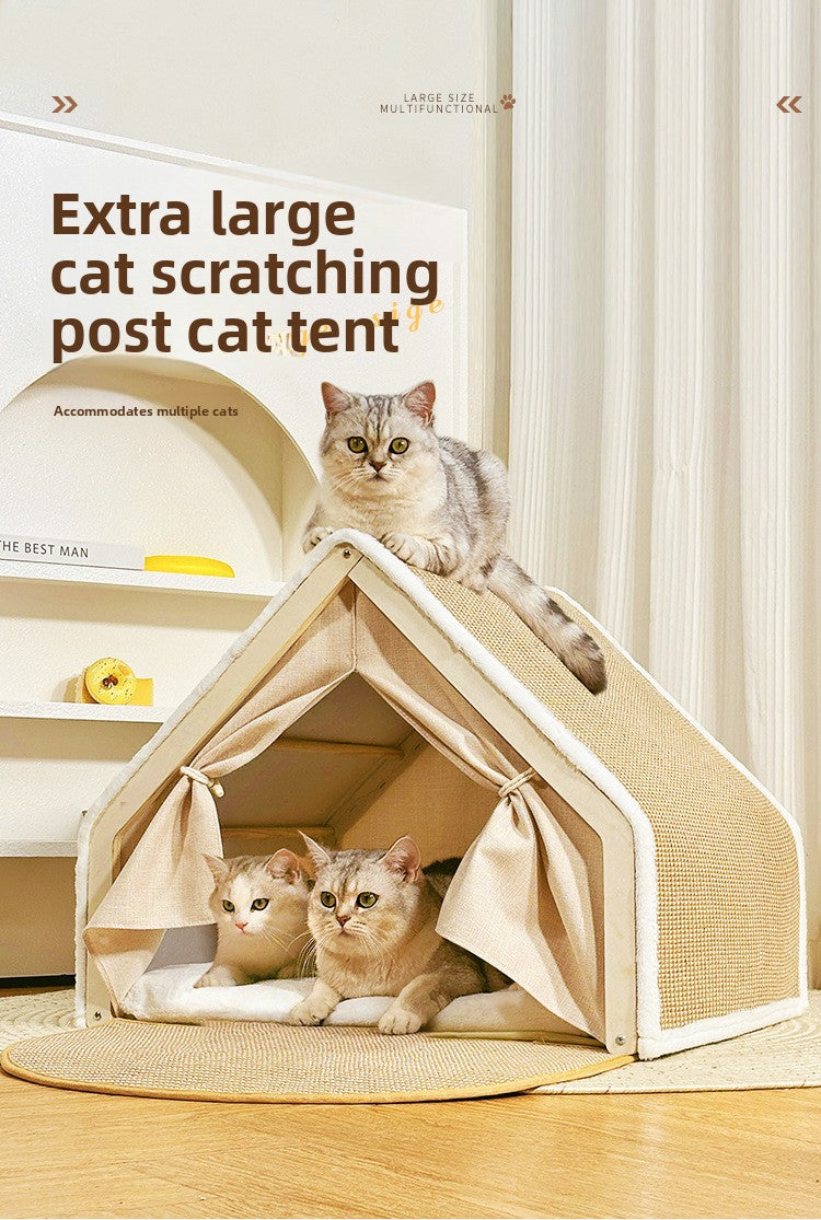 Cat Scratcher Tent House – No More Damaged Furniture! Foldable & Comfortable Bed