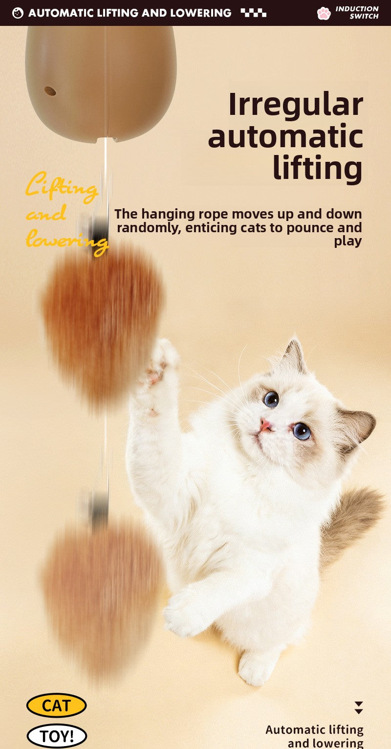 Automatic Lifting Interactive Cat Toy - Motion-Activated Plush Ball with Infrared Sensor, Hands-Free Play for Indoor Cats